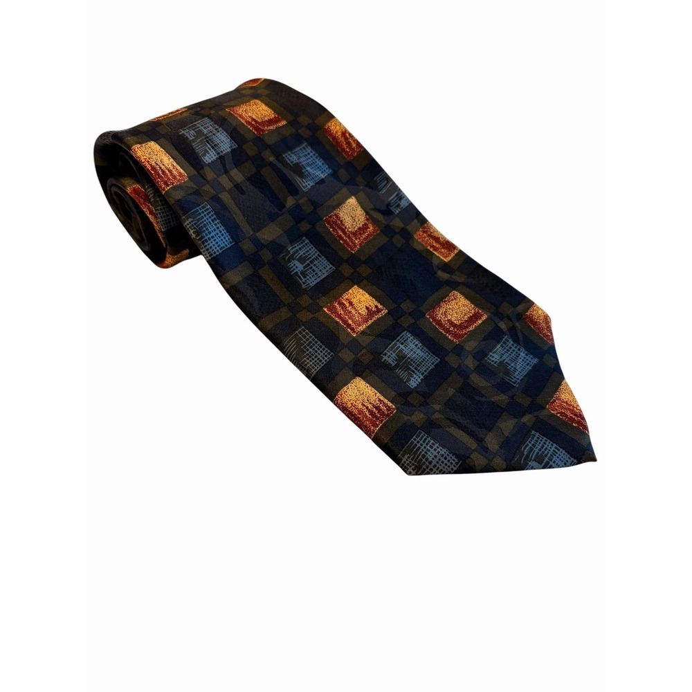 Robert Talbott 100% Silk Men's Tie Blue Red Yellow Geometric Handmade